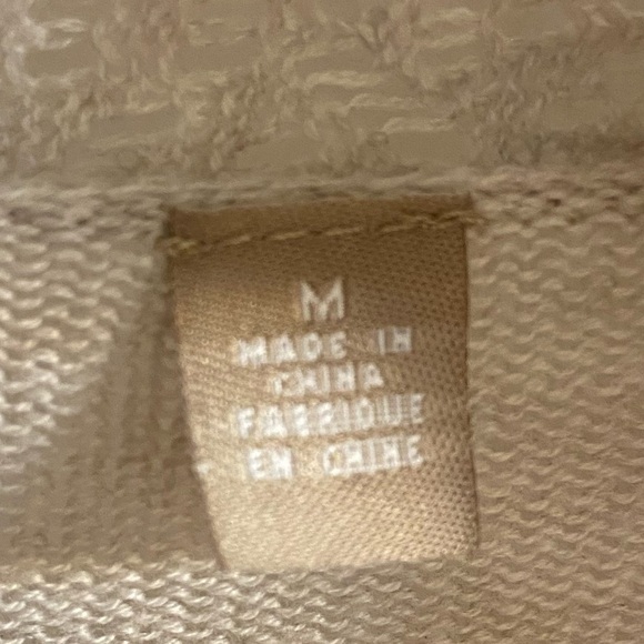 Knitted & knotted Anthropologie sweater cardigan open front cream PomPom  Medium - Picture 10 of 11